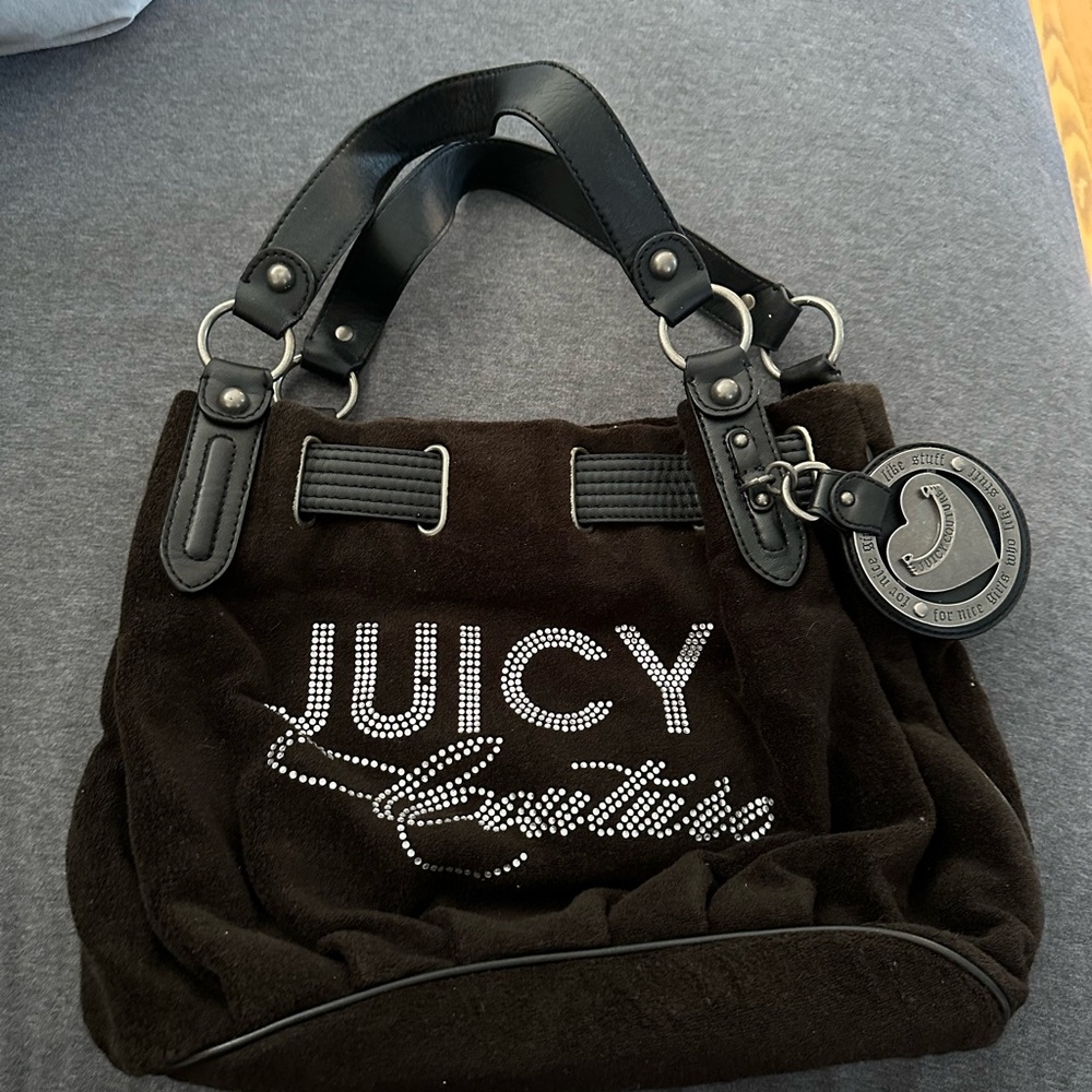Juicy Couture Black Shoulder Bag with Embroidered Logo